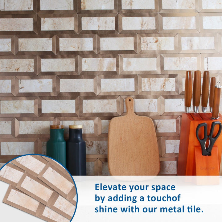 Stone metal tile stick on kitchen