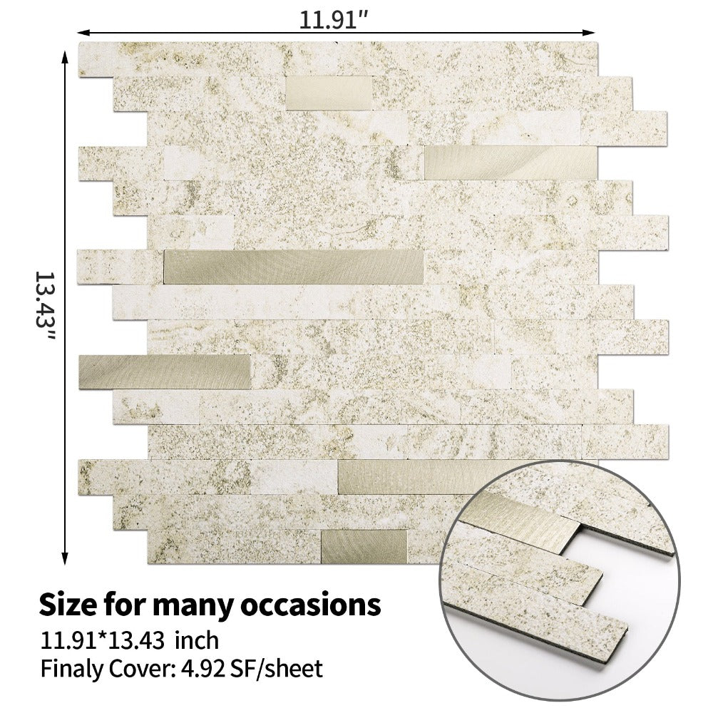 The stze of peel and stick backsplash